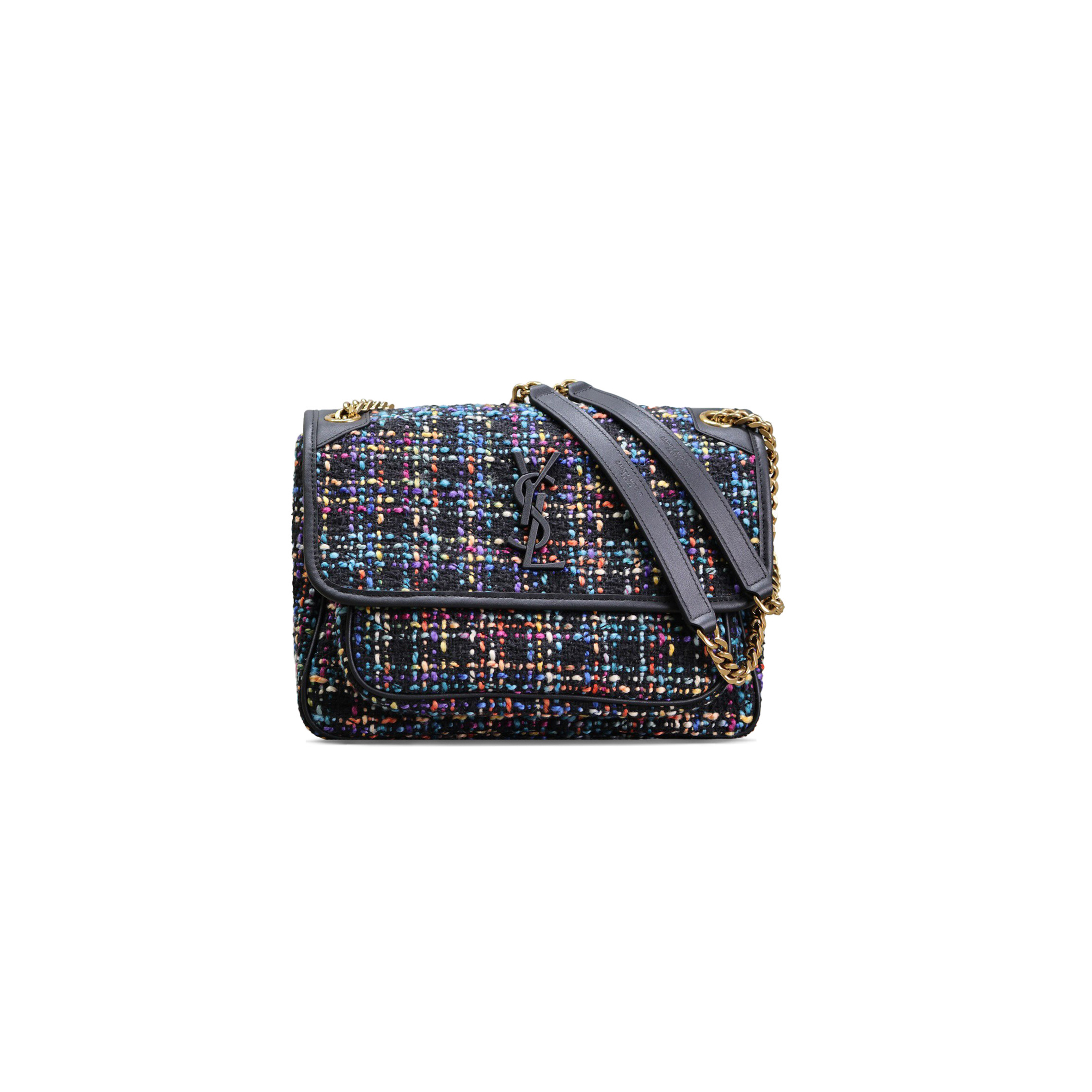 Y*L solferino medium satchel woven wool shoulder bag in nero&multicolor 6331581224941 (28*20*8.5cm)